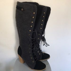 Muk luks boots lace up leather upper